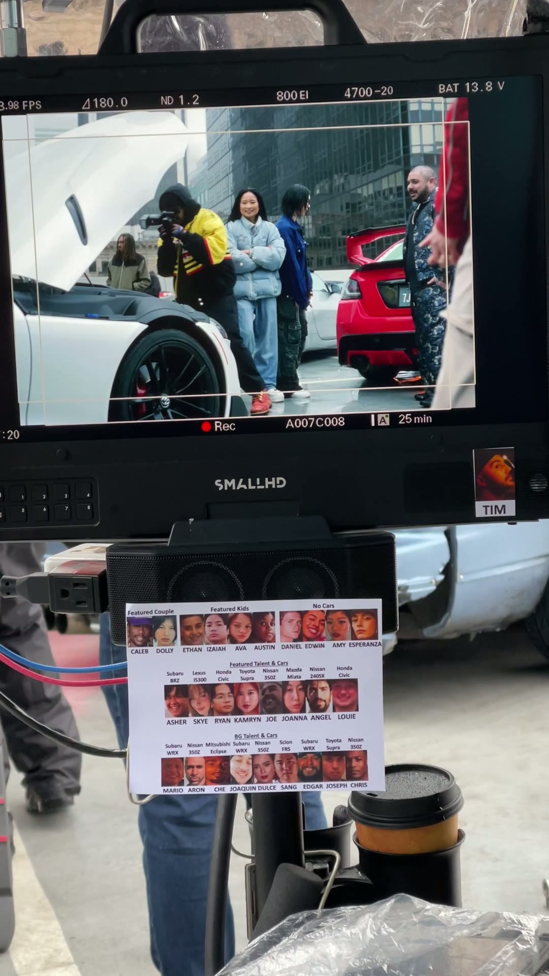 Behind the monitor on a commercial set